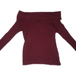 Burgundy, off the shoulder, wide long sleeve